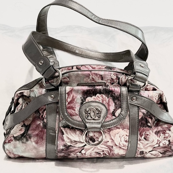 Sharif 1827 Pink/Silver Floral Shoulder Bag With Detachable Mirrored Pouch NWOT - Picture 2 of 14
